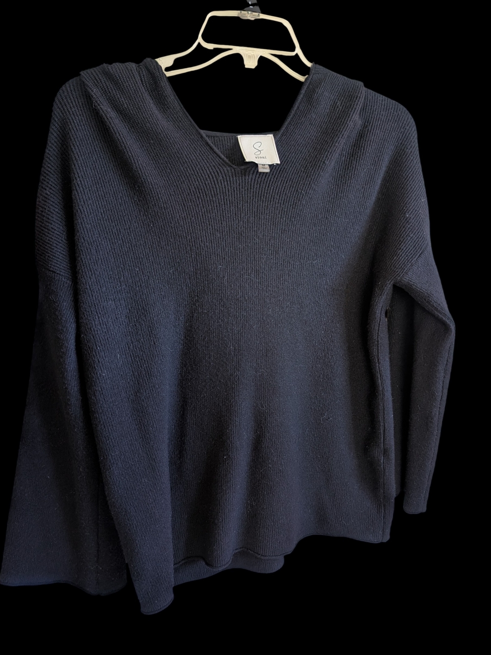 Sioni Black V-Neck Women's Sweater